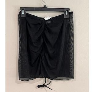 AIMAGE Size Medium Sheer Mesh Ruched Mini Skirt Y2K Gothic Clubwear NWT